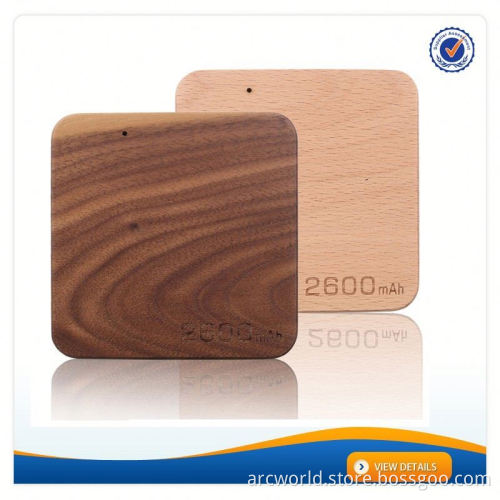 AWC908 2600 mah powerbank wood charger slim credit card square power bank
